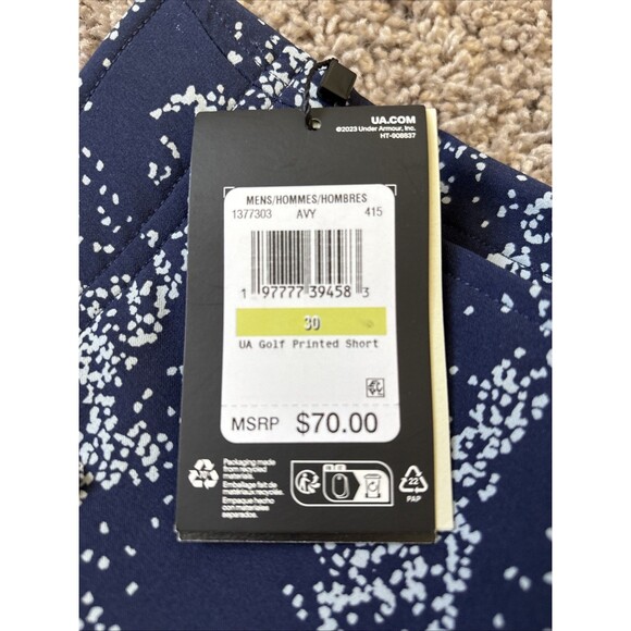 Under Armour UA Golf Shorts 9" Mens Size 30 AOP Printed 1377303 Black $70 New - Picture 3 of 5